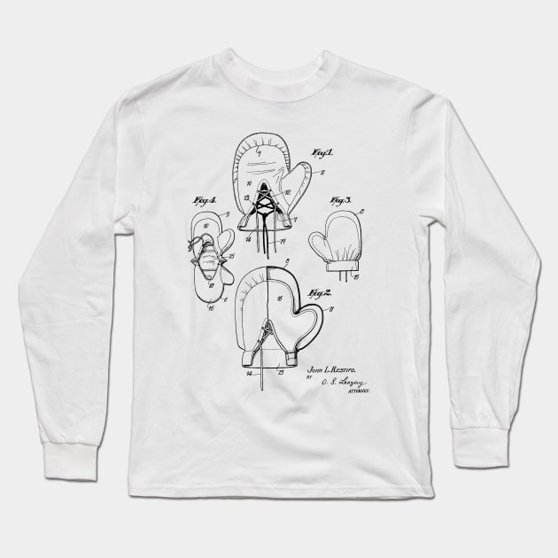 Boxing Glove Vintage Patent Hand Drawing Long Sleeve T-Shirt by TheYoungDesigns